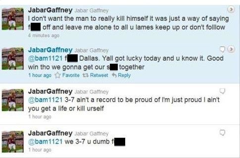 jabar_gaffney_tells_cowboys_fan_on_twitter_to_kill_himself